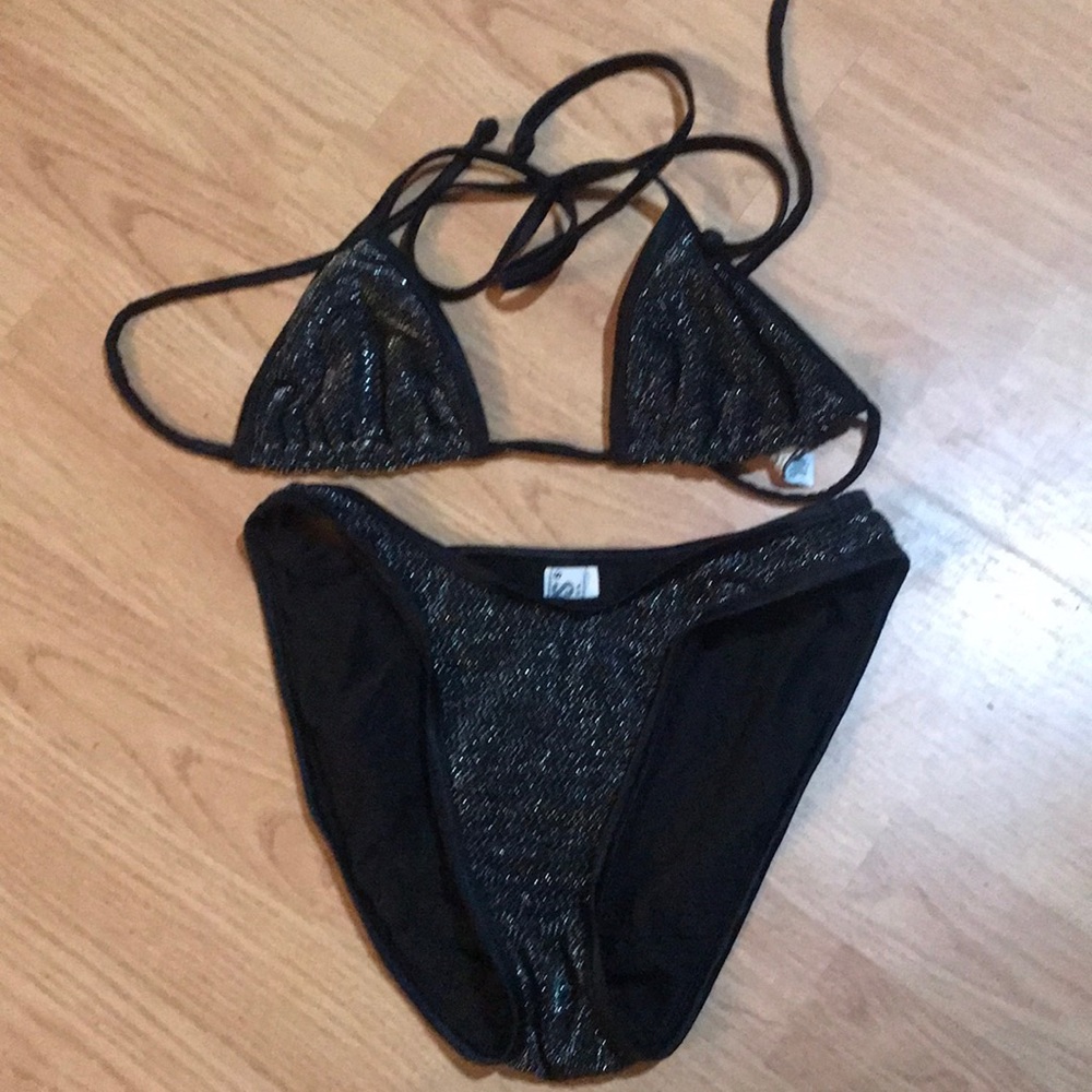 Black sparkly bikini - Size Small